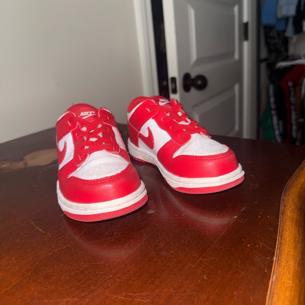 Nike Kids Red and White Sneakers